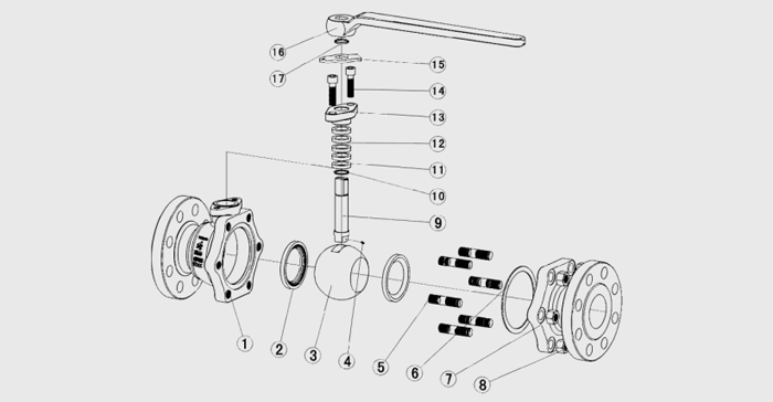 浮動球閥結構圖(tú) 浮動球閥結構圖(tú)