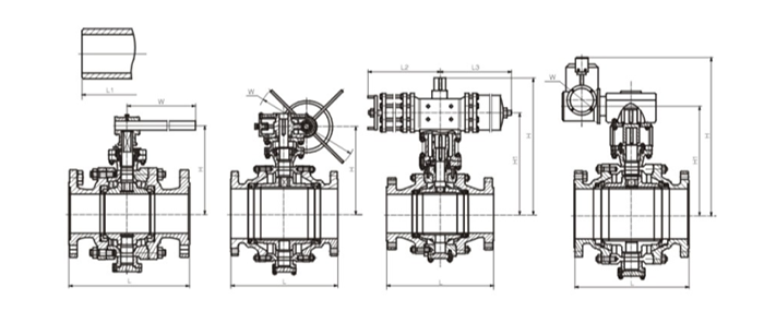 氧(yǎng)氣切斷(duàn)球閥結(jie)構尺寸(cùn)圖 氧氣(qi)切斷球(qiu)閥結構(gòu)尺寸圖(tu)