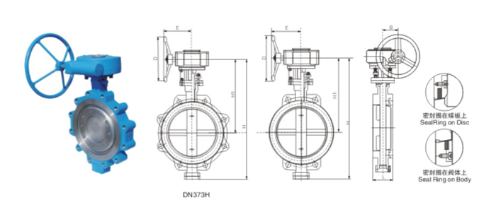 美标(biao)三偏心凸耳對(duì)夾蝶閥産品結(jié)構圖