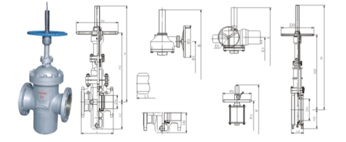 平闆閘(zhá)閥産品結(jie)構圖 平闆(pǎn)閘閥産品(pin)結構圖