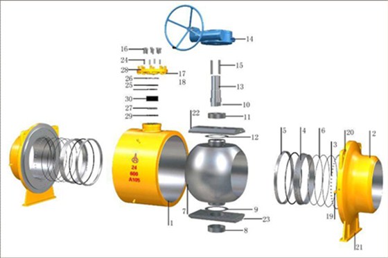 直埋(mái)式全焊(han)接球閥(fá)拆解圖(tú) 直埋式(shi)全焊接(jie)球閥拆(chāi)解圖