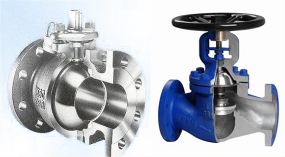 球閥與(yu)截止閥剖(pōu)面